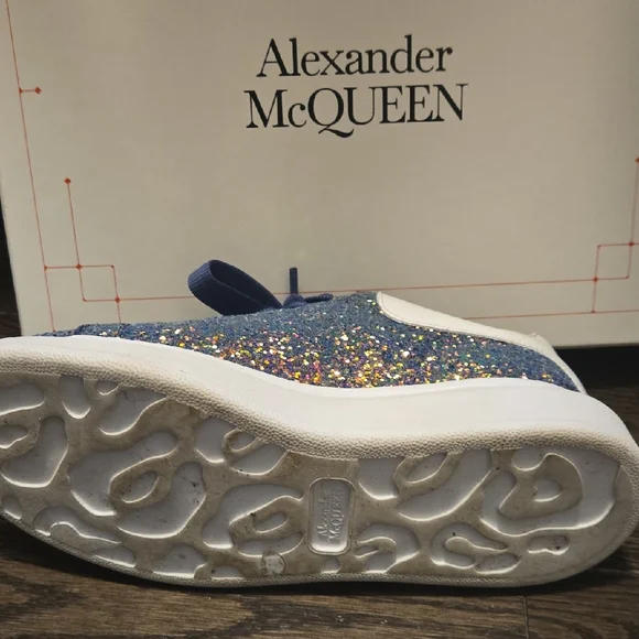 Alexander McQueen White Sneakers with Blue Glitter - Picture 3 of 10